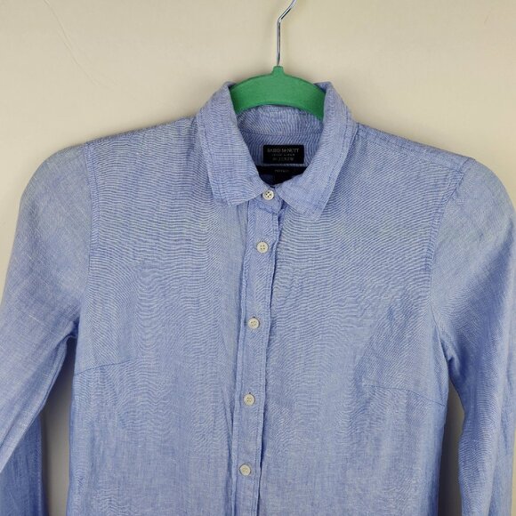 J. Crew Baird McNutt Irish Linen Perfect Button Up Shirt Blue 00P - Picture 3 of 10